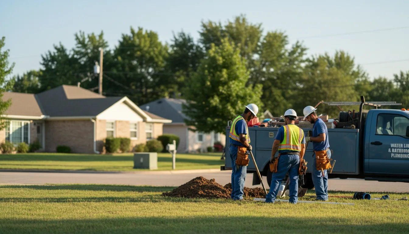 Residential water line and bathroom plumbing service in Plainville, IN